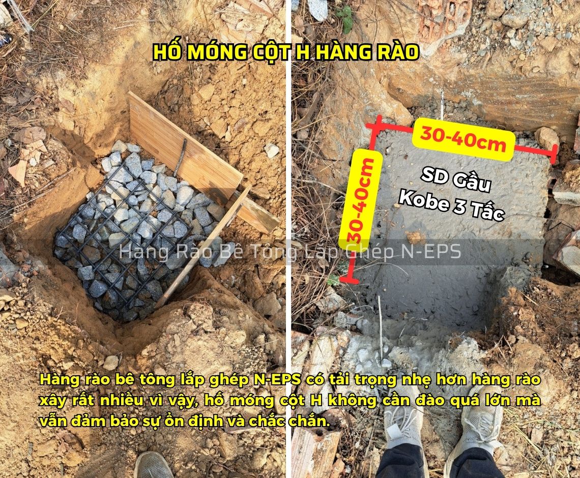 Móng hàng rào bê tông lắp ghép
