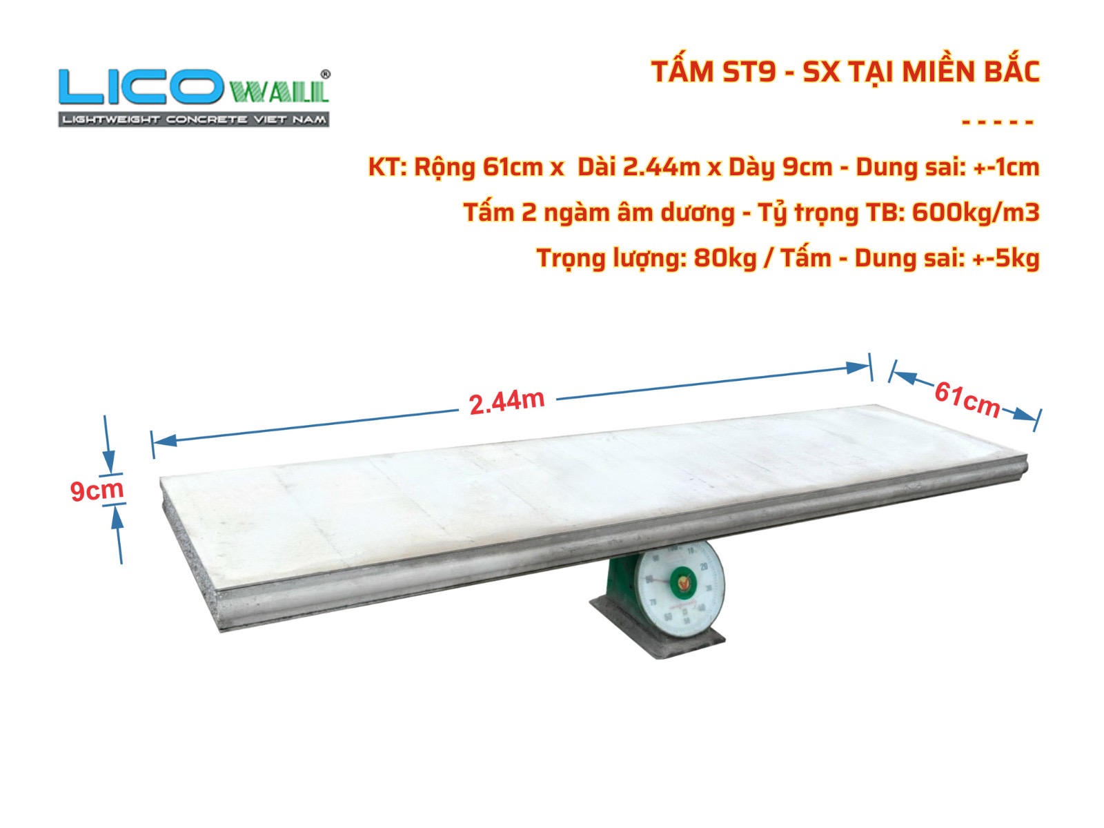 Quy cách tấm sàn ST9