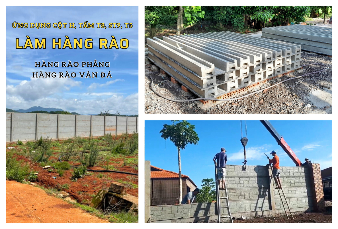 hàng rào bê tông giả đá