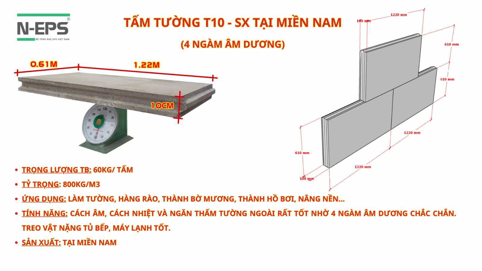 Quy cách tấm tường T10