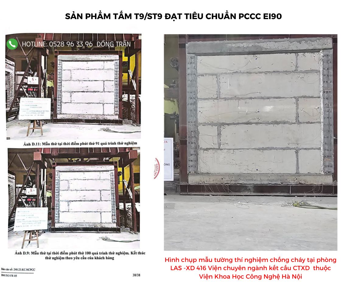Vách bê tông nhẹ chống cháy EI90