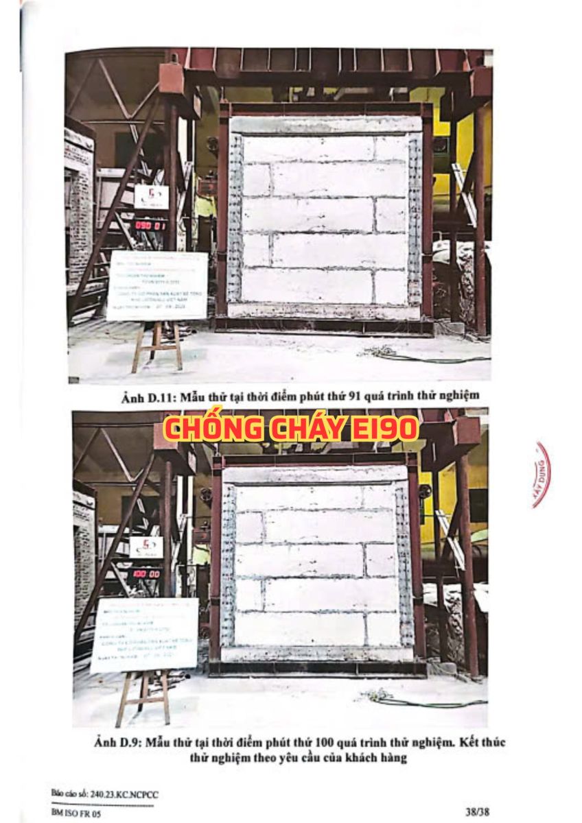 vách bê tông nhẹ chống cháy EI90