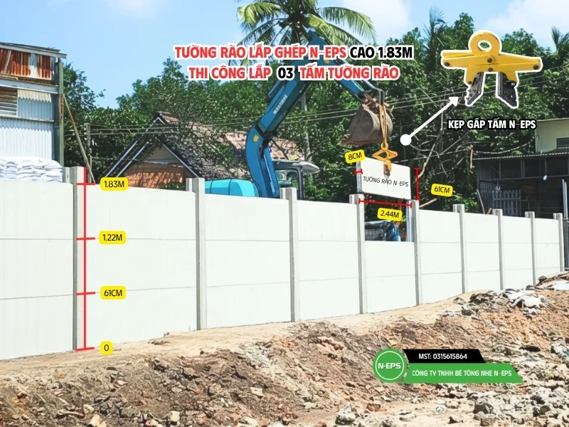 Tấm tường rào bê tông nhẹ ST8
