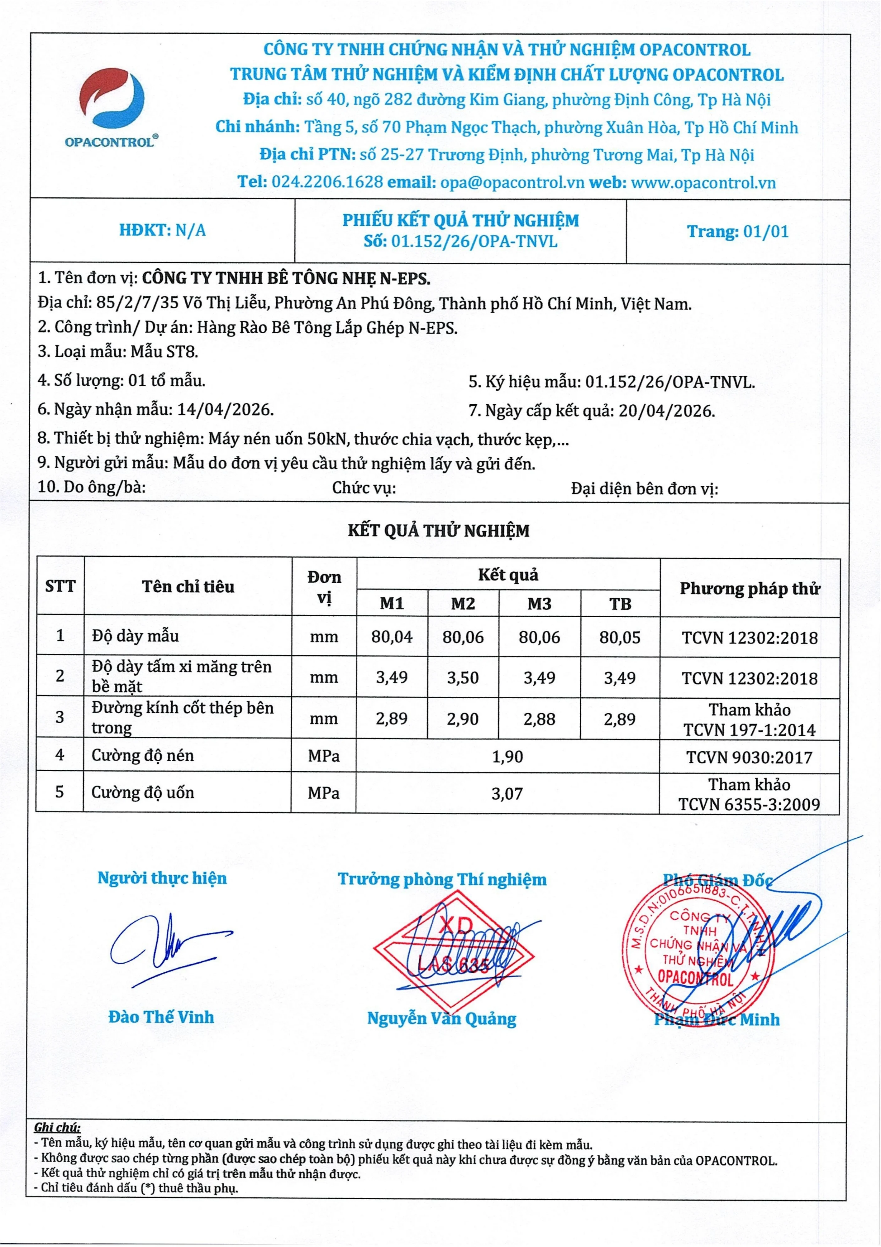 Tấm tường rào bê tông nhẹ ST8