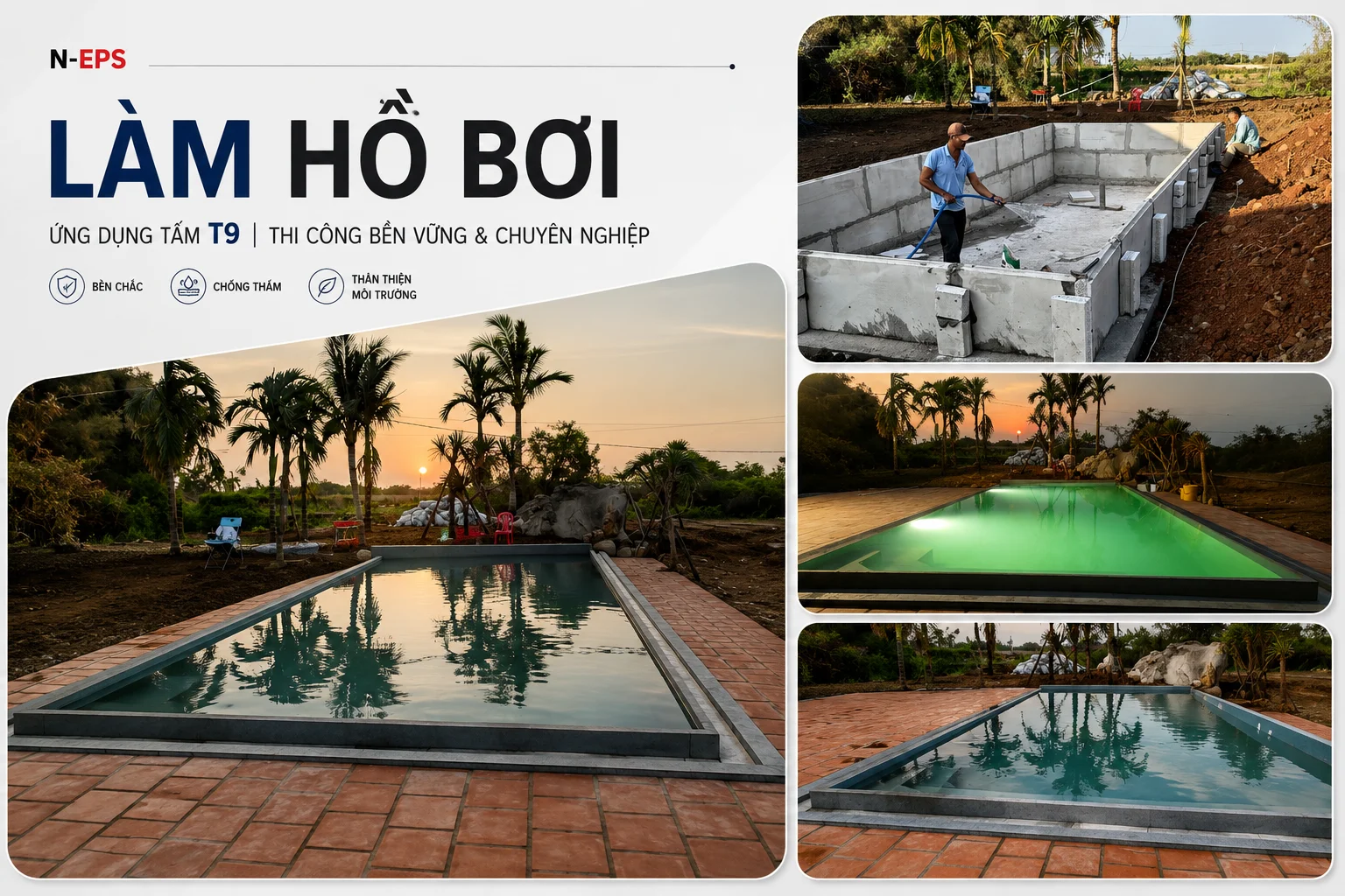 Bê tông nhẹ eps làm hồ bơi