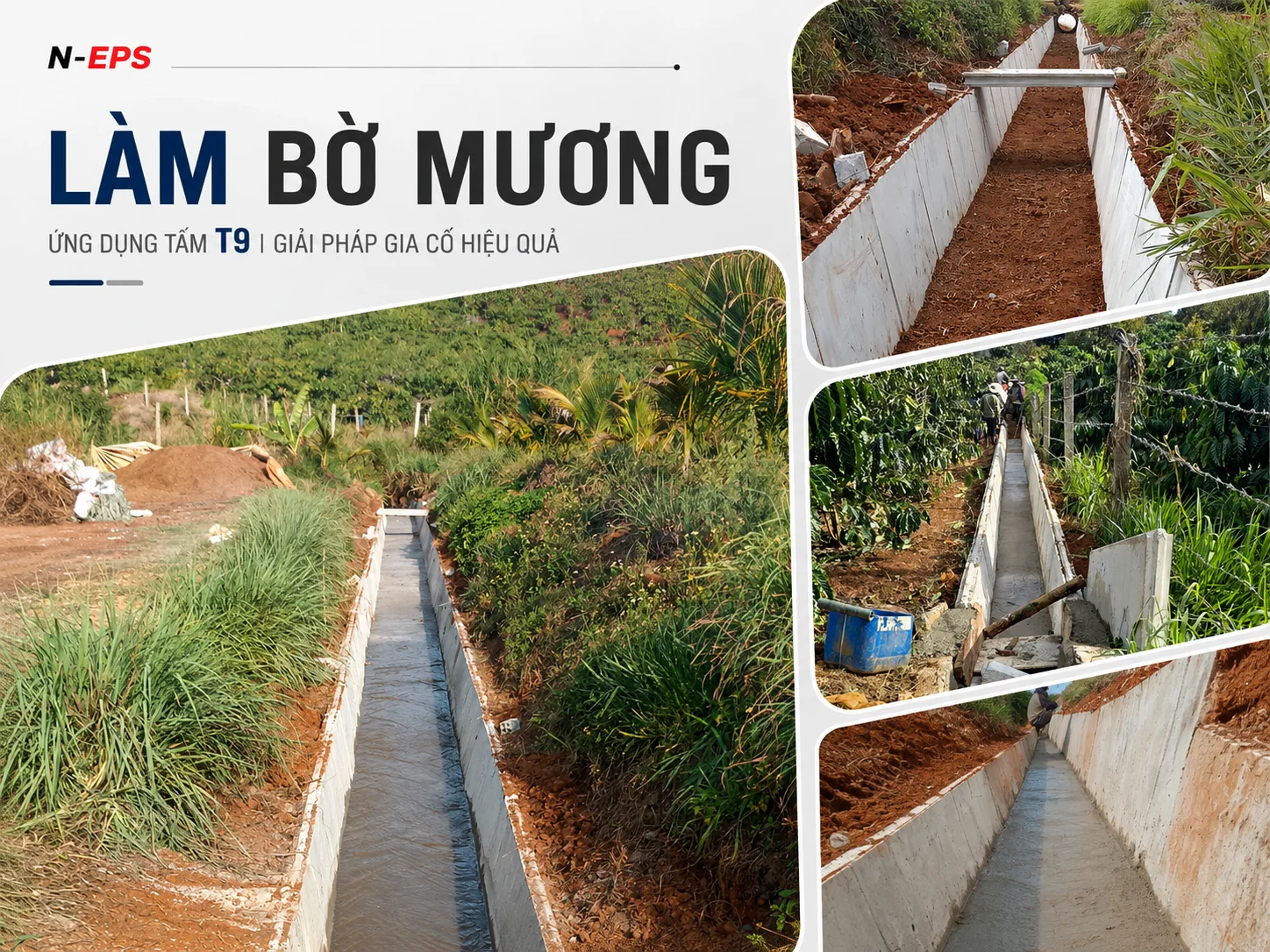 Bê tông nhẹ eps làm bờ mương