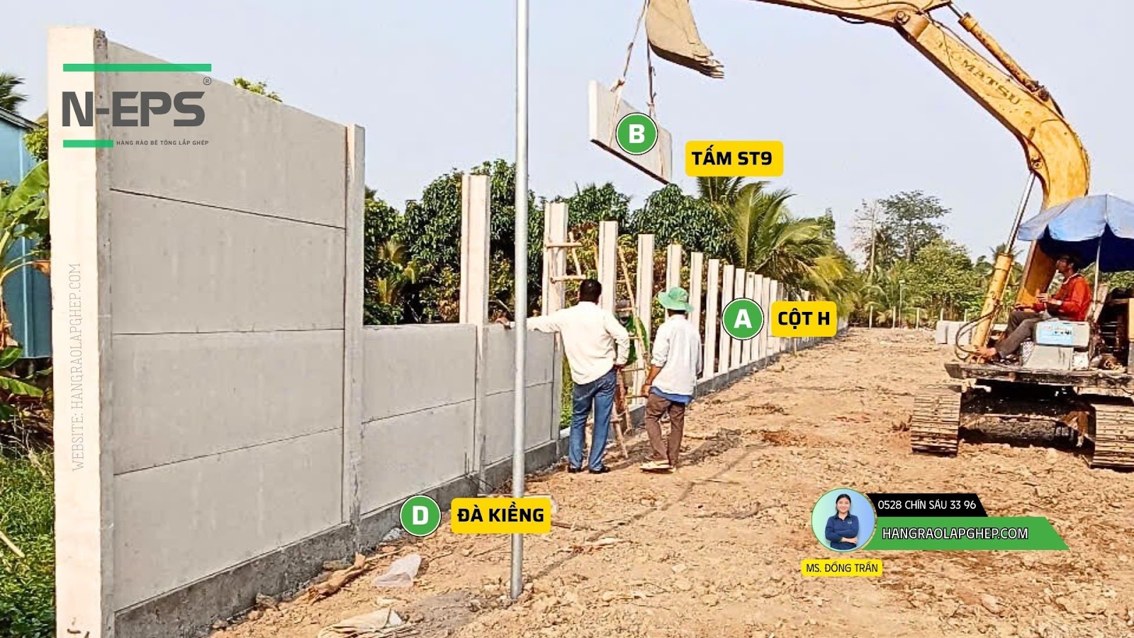 Tấm tường rào bê tông nhẹ ST9