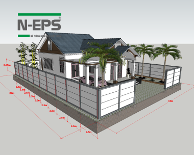 Bản vẽ 3D thiết kế hàng rào
