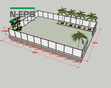 Bản vẽ 3D thiết kế hàng rào